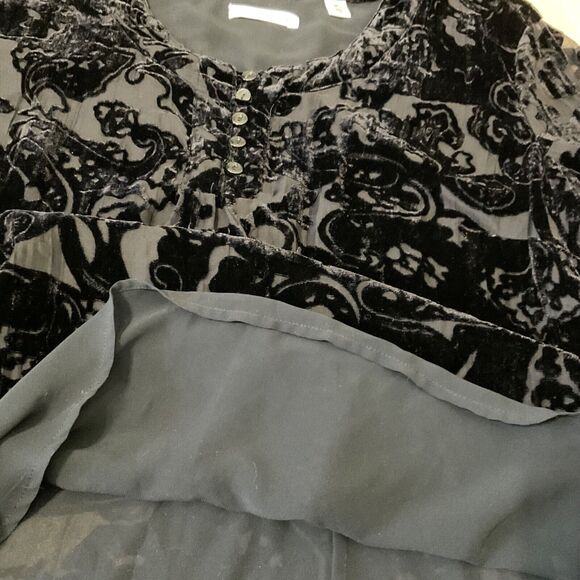 Coldwater Creek Velvet Burnout Blouse top petite XL whimsy Goth Fairy Grunge - Picture 9 of 12